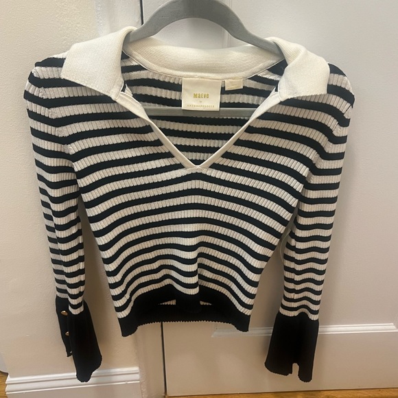 Anthropologie Tops - Anthropologie Striped V Neck Top